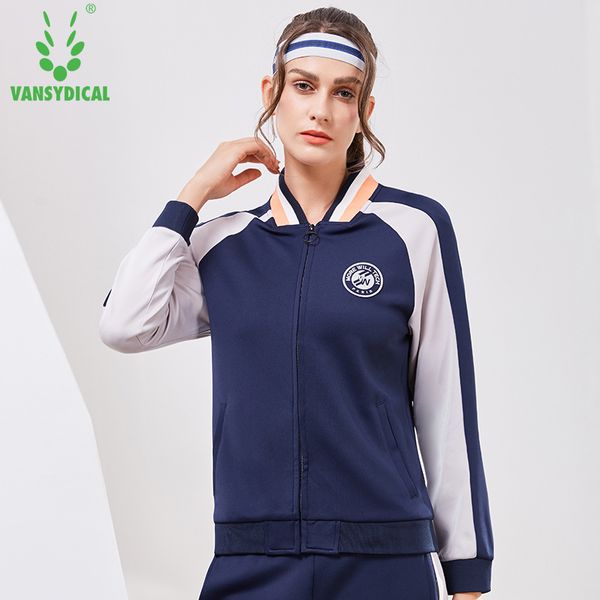 

vansydical sports running yoga jacket women's spliced color zipper gym sportswear autumn winter workout outwear, Black;red