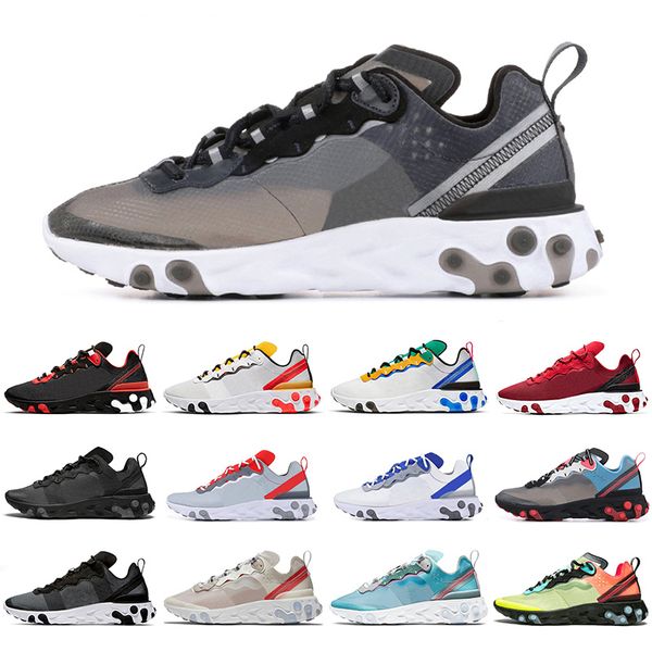 

react element 55 87 bred running shoes men women triple black white tour sail mens womens trainers outdoor sports sneakers runners newest