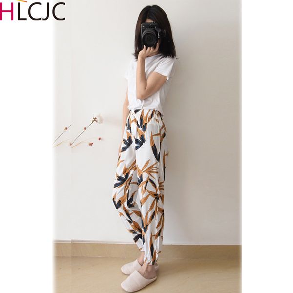 

summer new cotton sleep bottoms pajama pants womens floral lounge pants casual loose home female, Black;red