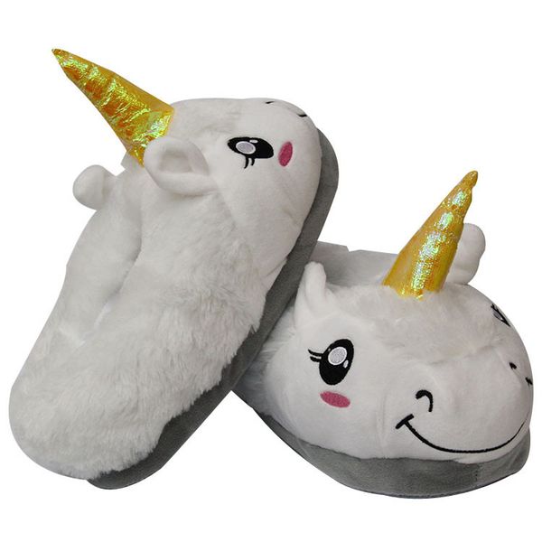 

взрослый единорог домашние тапочки женщины unicornio pantufa милые туфли мультфильм мех унисекс крытый chausson licorne размер 36-41 chinelo, Black