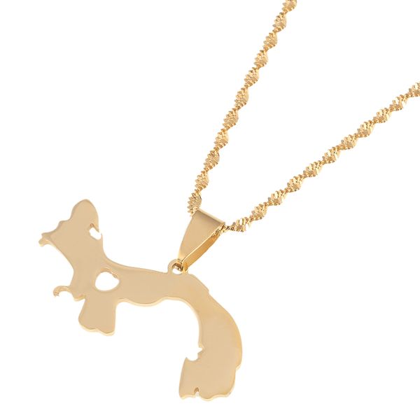 

нержавеющая сталь золотой цвет панама карта подвеска ожерелья панамские карты ювелирные подарки, Silver