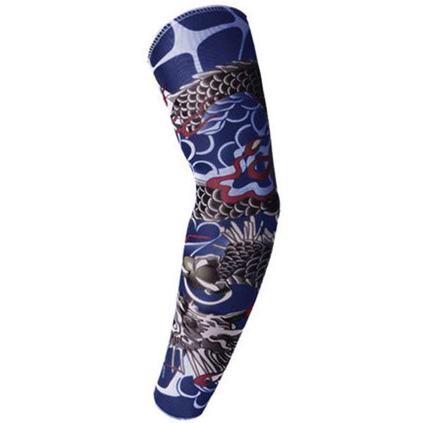 

fashion- nylon elastic fake temporary tattoo sleeve outdoor arm sleeve anti-uv sunscreen fishing driving tattoo arm stockings elastic, Blue;gray