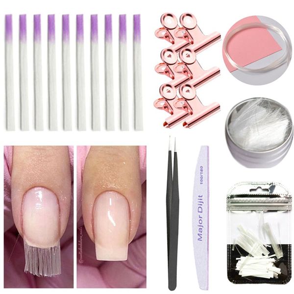 

10pcs/set fiberglass nail extension glass fibernails fiber set nail form acrylic tips false manicure salon tool set