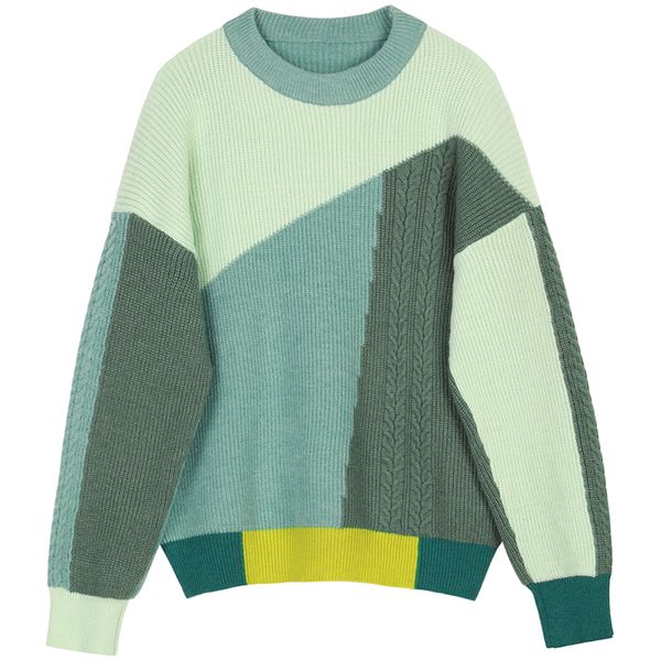 

cashmere crew neck 2020 autumn winter women female loose sweater fashion designer contrast color pullover, White;black