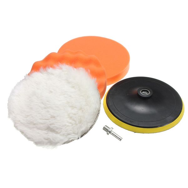

4/5/6/7 inch 5pcs/set buffing polishing sponge pad backer pad kit 1 suction cup + 1 wool felt + 2 orange sponge pads screws