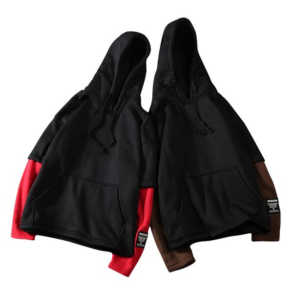 

мужчины флис толстовки мода совершенно новый дизайн мужские свободные пуловеры с длинными рукавами мужская верхняя одежда мужская толстовка, Black