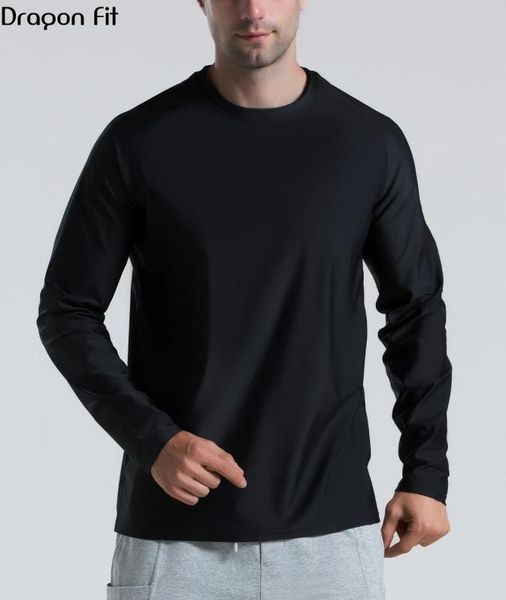 

dragon fit fitness mens t shirts gym clothing running sportswear mens workout shirts dry-fit for men long sleeve tees, Black;blue