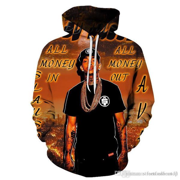 

nipsey hussle 2020 весна толстовки 3d печатные мужчины женщины рэпер рип все деньги толстовки с капюшоном, Black