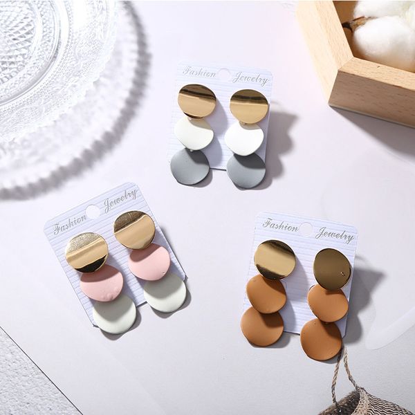 

sale korean hollow elegant round earrings for women alloy metal ring irregular geometric fashion jewelry, Silver