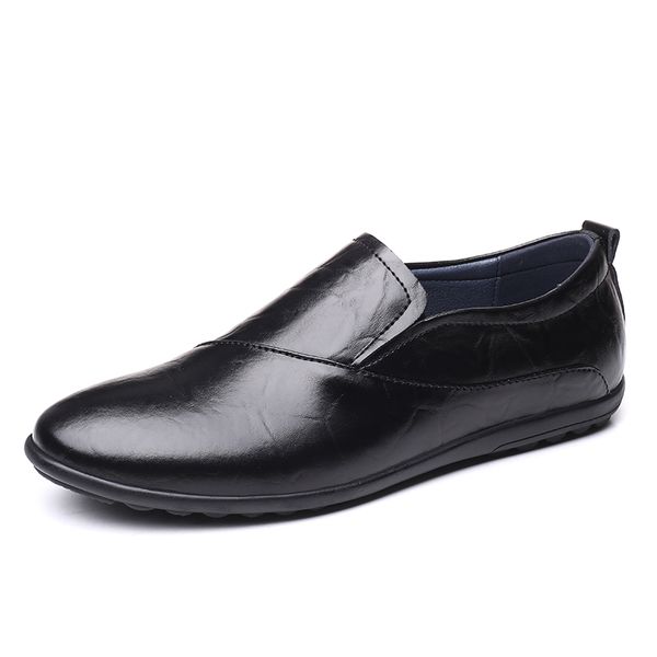

2019 fashion men loafers genuine leather casual shoes men flats lofers shoes for light driving 37-45 %82006, Black