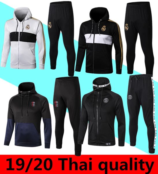 

real madrid hoodie jacket kit ronaldo hazard 2019 2020 tracksuit dybala marseille hoodie training suit paris football jackets sweatshirt, Black