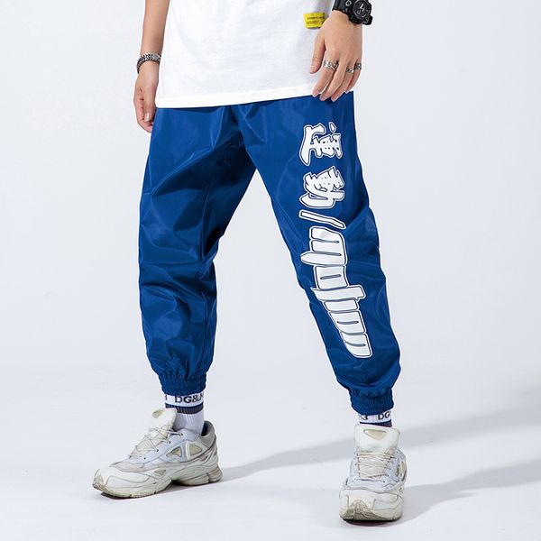 

casual sports pants male english letters trend basketball tide hip-hop pants harem haze blue wei, Black
