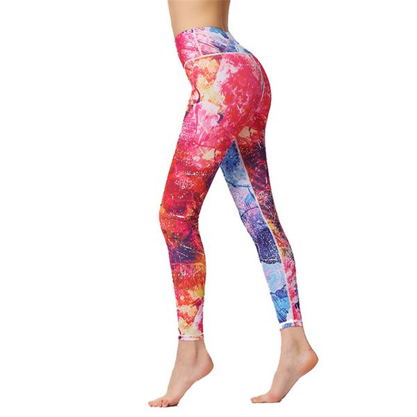 

womens yoga cropped pants colorful digital print cropped trousers fitness legging running dance super elastic tights ankle length pants, White;red