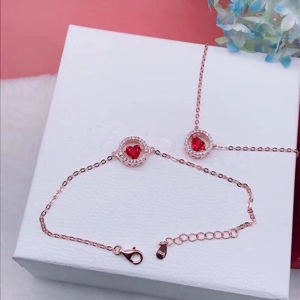 

cshou43 fine stainless steel round red love copper necklace j190626, Silver