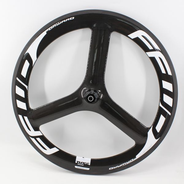 

700c fixed gear track road bike full carbon fibre 3 spokes bicycle wheels tri-spoke wheelset carbon clincher tubular rims ship