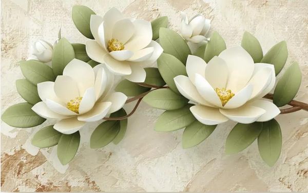 

New 3d embossed colorful carved flowers simple TV background wall modern living room wallpapers
