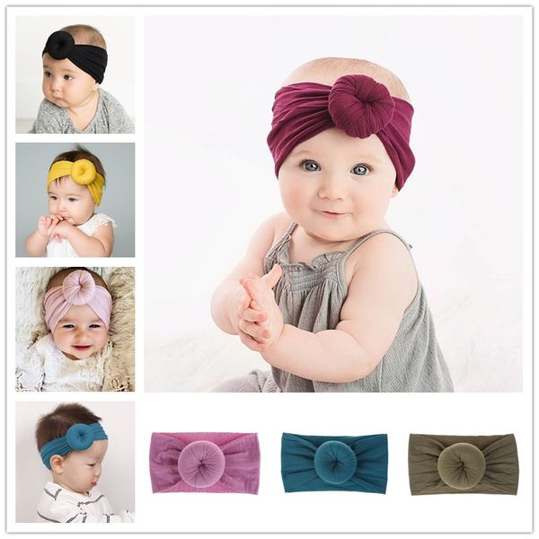 

lovely 2020 baby girls knot ball headbands kids boys hair band children headwear boutique hair accessories 21 colors baby turban a1013, Slivery;white