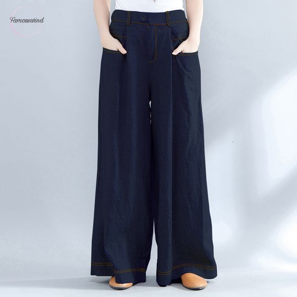 

wide leg pants 2019 fashion pantalon femme casual loose long baggy pockets trousers high waist work pants plus size, Black;white