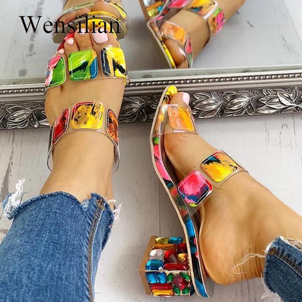 

летние сандалии женские каблуки квадратные каблуки sandalia feminina дамы насос sandalias de flores party wedding peep toe сандалии 2020 y20, Black