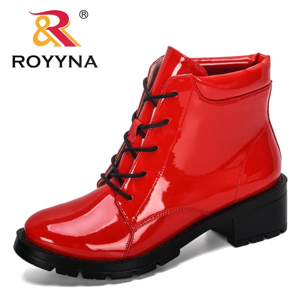 

royyna 2019 new style motorcycle boots women autumn round toe lace-up boots feminimo street outdoor style girls high tube, Black