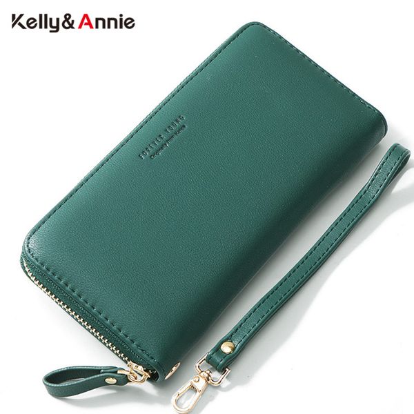 

большая емкость бумажника wristband женщины длинные сцепления soft touch кожа женские кошельки кошельки lady телефон карманный держатель кар, Red;black