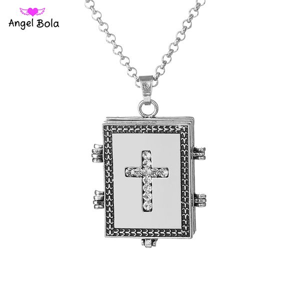 

antique silver expanding memory p locket pendants for women men gifts jesus cross locket scripture necklace trendy jewelry