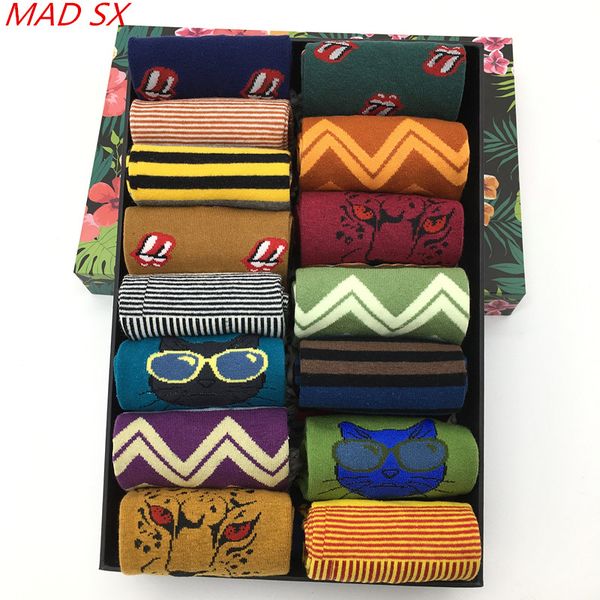 

10 pairs/lot new casual cotton men socks fashion design colorful business dress socks harajuku style funny cartoon man, Black