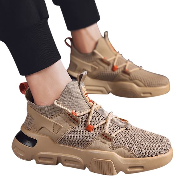 

fashion men trend breathable mesh lightweight casual walking shoes sneakers geometric mesh rubber sewing white men shoes w30719