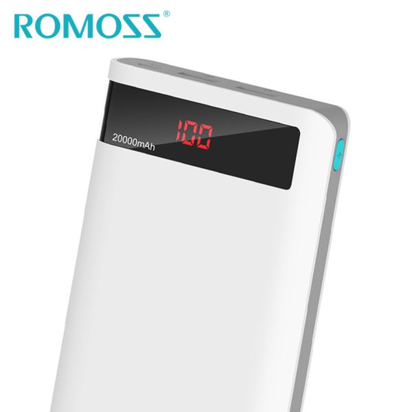 

romoss power bank 20000mah sense6p external battery 18650 powerbank 2 usb output portable charger for iphone 8 x xs max samsung