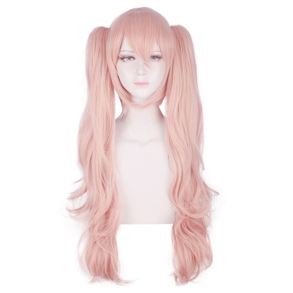 

vicwig 30 inch cosplay wigs with bangs orange pink anime synthetic hair for women cos enoshima junko, Black