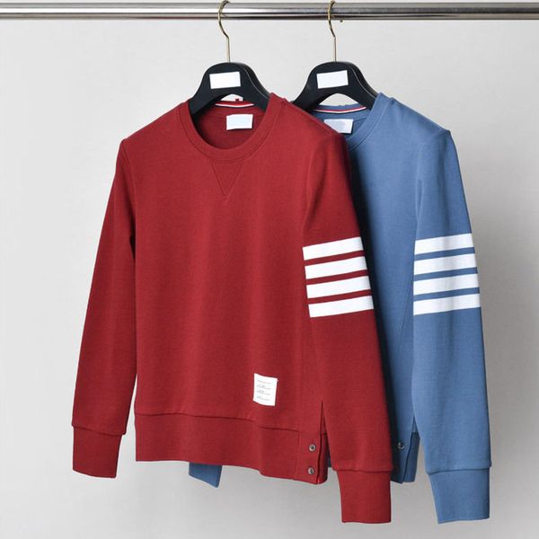 

чистый хлопок loopback джерси knit sky була, medium red engineered 4-бар arm stripes crewneck пуловер толстовка browne мужских женских свите, Black