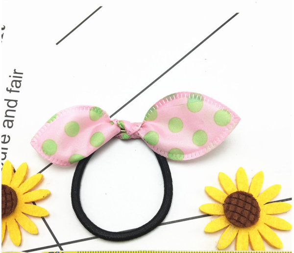 

ribbon dot gum hair accessories girls hair ornaments elastic ring rubber random color headband kids headwear, Slivery;white
