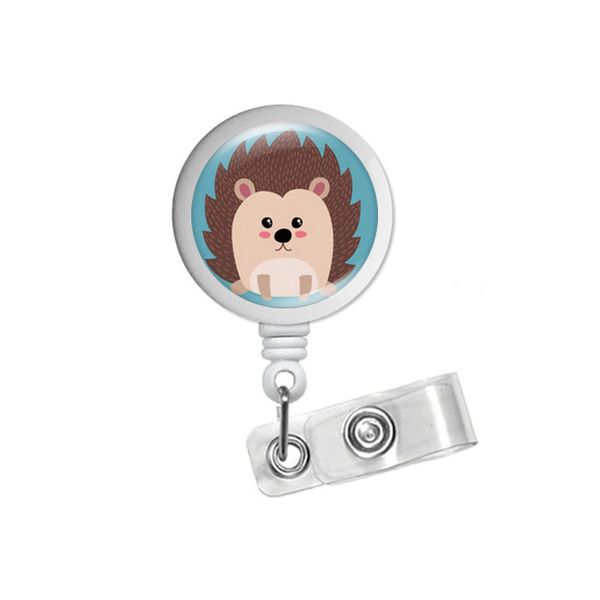 

badge reel, hedgehog retractable badge holder cute hedge hog clip rn cna id nursing student graduation gift, Silver