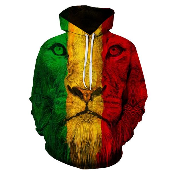 

fashion teen hoodies creative lion print 3d digital print hoodie sweatshirt men women trend long-sleeved pocket baseball uniform, Black