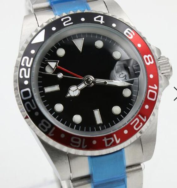 

gmt men watches black red ceramic bezel mechanical president stainless steel automatic 2813 watch sports self-wind luminous wristwatches, Slivery;brown
