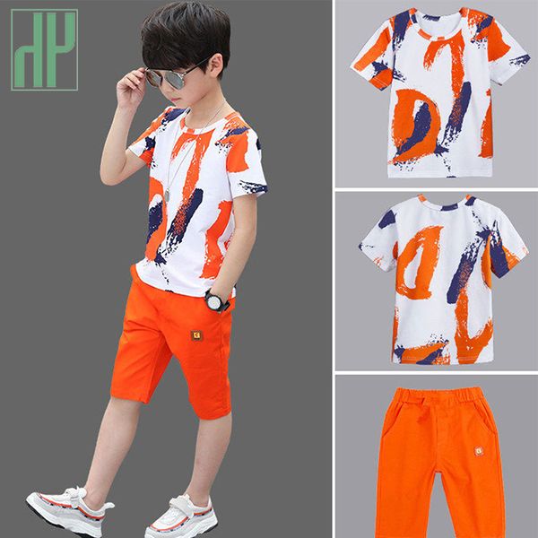 

kids boys clothes summer outfits cotton teenage boys clothing casual suit children short sleeve shirt shorts set 4 6 8 12 years y200623, White