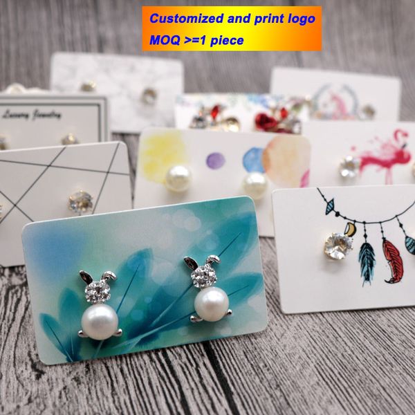 

jewelry display 3*5 card 100pcs jewelry display card earrings ear studs packing hang tag rectangle holder customized, Pink;blue