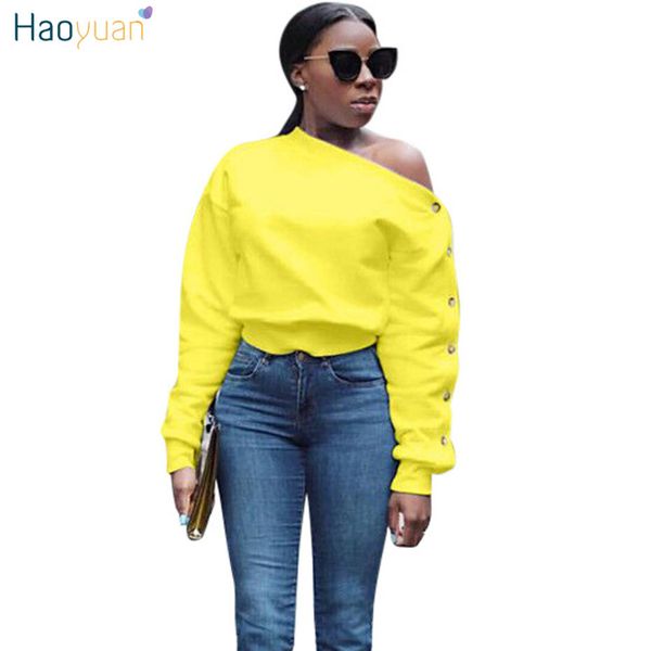 

haoyuan осень streetwear пуловер женщины толстовка вскользь корейский одно плечо с длинным рукавом sexy толстовка толстовка крупногабаритные, Black