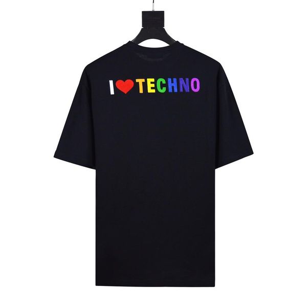 

19ss luxury designer fashion t-shirt black i love techno short sleeve oversize cotton men and women designer t-shirt hfwptx379, White;black