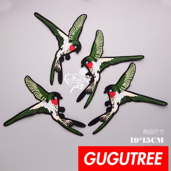 

gugutree embroidery big patches bird patches badges applique patches for clothing bp-873, Black
