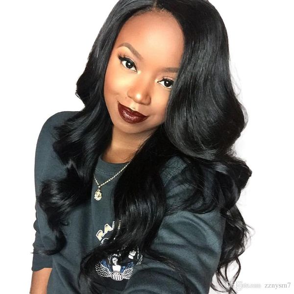 

150% density lace front human hair wigs for black women pre plucked with baby hair black body wave malaysia lace wig remy