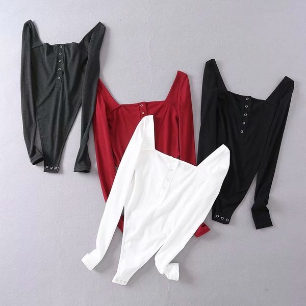 

women long sleeve bodysuit off shoulder stretch body overalls, Black;white
