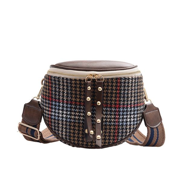 

designer handbag fashion woolen shell messenger bag women semicircle wide band zipper crossbody bag money phone dumpling bag high quality