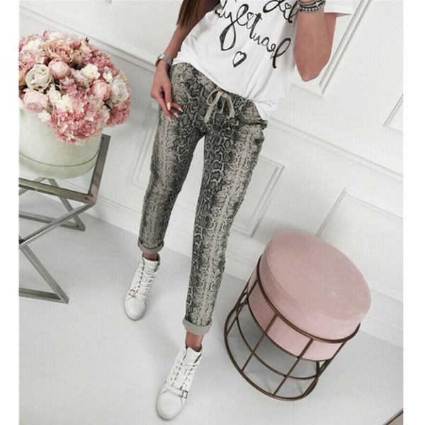 

hirigin pants women streetwear elastic waist harem pants ladies casual loose snake long trousers pantalon femme sale, Black;white