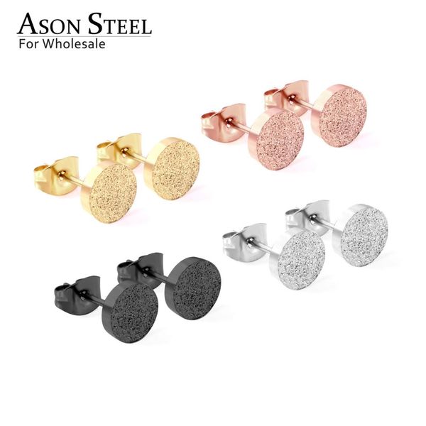 

asonsteel gold stud earrings for women men ladies sets wedding party mix round stainless steel small stud earring jewelry, Golden;silver
