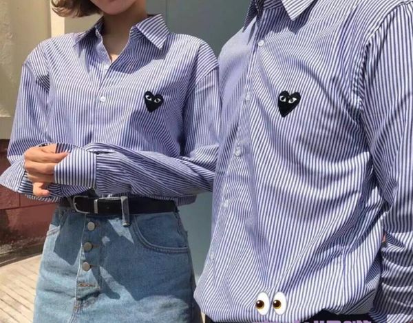 

2019 новый бренд Мода вышивка Мужские рубашки с длинным рукавом в полоску Высокого