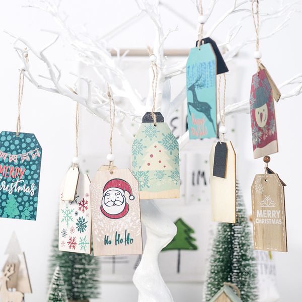 

fashion styles christmas wooden painted christmas hanging tree decoration ornaments xmas decoration 2019 new year