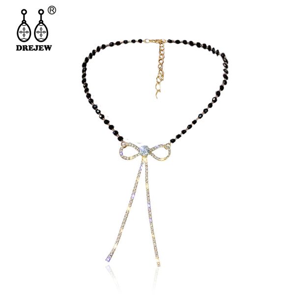 

drejew butterfly black gold crystal pearl statement choker christmas necklace for women friend collares bijoux boho jewelry n813, Golden;silver