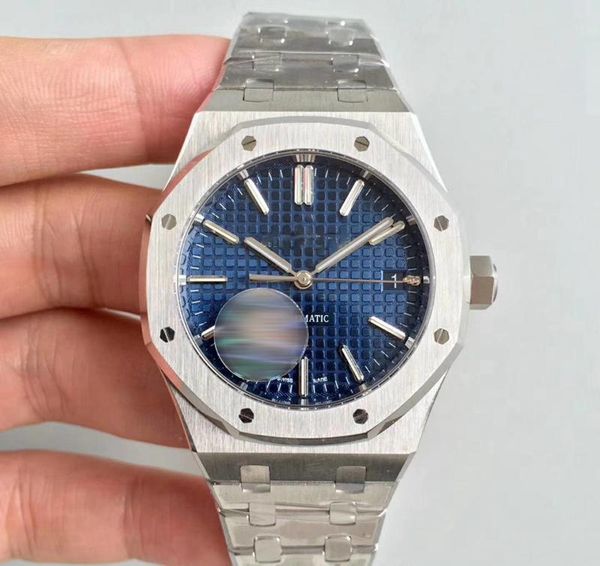 

лучшие качества top hottset часы для мужчин royal oak автоподзаводом синий циферблат серии mens watch15400 из нержавеющей стали мужские часы, Slivery;brown