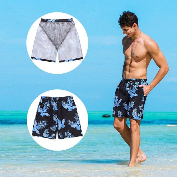 

new men beach board shorts quick-drying men swimming men's summer hawaii style causal slim fit colorful printed shorts pants 03, White;black